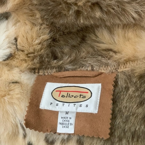 VTG Talbots women Size MP brown suede faux fur animal print reversible JacketNWT - Picture 13 of 16